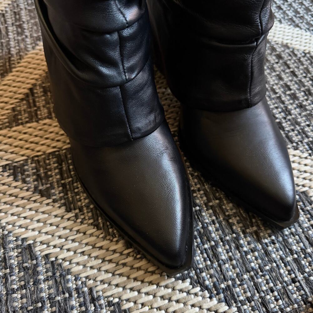 D'Amelio Footwear Savella Black Leather Slouchy Western Booties Size 9M - Picture 10 of 10